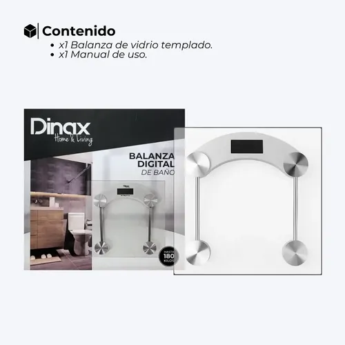 Balanza Digital De Baño Dinax Vidrio Templado 180kg