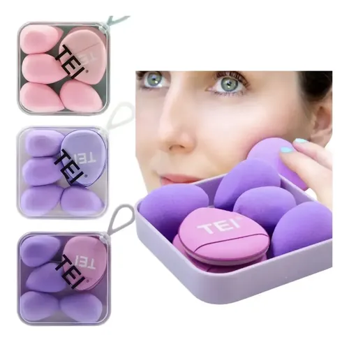 Set 6 Esponjas Mini De Maquillaje Con Estuche Tei