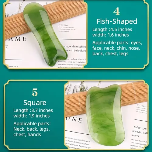 Set Gua Sha Verde Masaje Facial Antiedad Rejuvenecedor