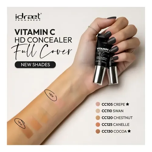 Vitamin C Corrector Full De Ojeras Alta Cobertura Idraet Tono Cc105 Crepe