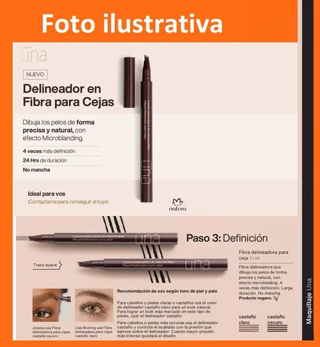 Delineador En Fibra Para Cejas 1,1ml Una Natura Vegano