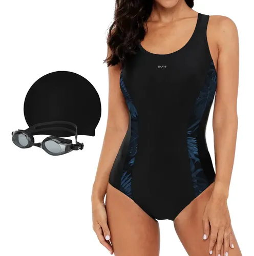 Combo Malla Natacion Mujer +antiparras +gorro Silicona Safit