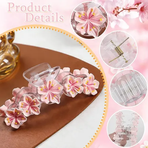 Pinza Para El Pelo Con Forma De Flor De Cerezo Rosa