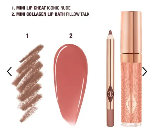 Charlotte Tilbury Mini Glossy Pink Lip Gloss + Lip Liner Set Color Nude Pink