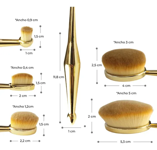 Set X 5 Brochas Profesionales Excelente Calidad, Cromadas