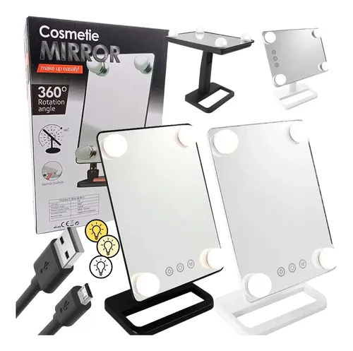 Espejo Con Luz Led 2 En 1 Cable Usb/a Pila Para Maquillaje