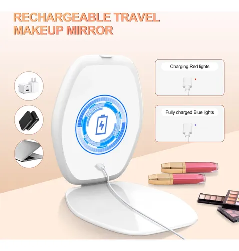 Espejo De Maquillaje Cosyglow De Viaje Con Luz Led De 3 Colo