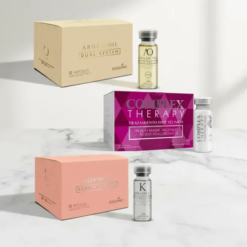 Kit X3 Ampollas Ossono Argan Keratina Complex Therapy