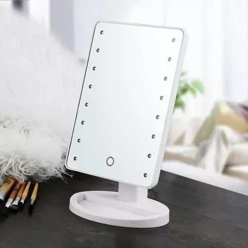 Espejo Maquillaje Portatil Mesa Touch Luz Led Usb Recargable