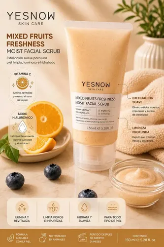 Exfoliante Scrub Facial Vitamina C Hialurónico 150ml Yesnow Normal A Seca Día/noche
