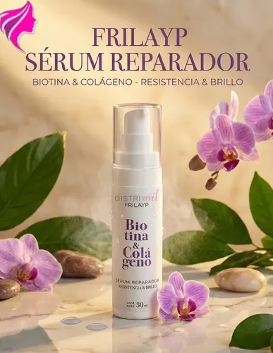 Serum Capilar Biotina y Colageno Frilayp X30ml – Resistencia y Brillo Extremo – Uso Profesional Cabellos Dañados Secos – Reparacion Suavidad Nutricion