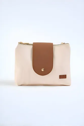 Cartuchera Triple FW Minimalista Beige 3 Compartimentos PVC 20x15x7.5 cm