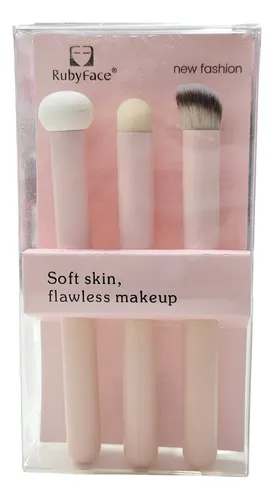 Set 3 Brochas Rubyface Corrector Ojeras Contorno Base