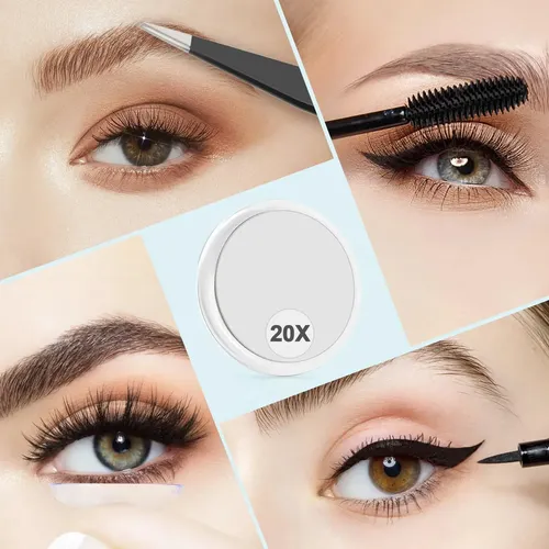 Espejo de Aumento 20x con Ventosa, Redondo para Maquillaje y Depilación de Cejas