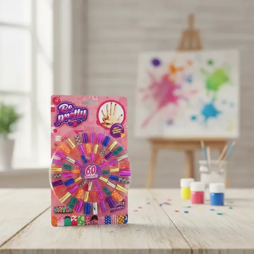 Kit De Uñas Postiza X 60 Para Niñas Infantil Mundo Pre D3455