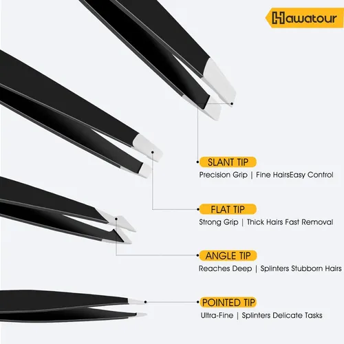 Set De Pinzas Y Tijeras Para Cejas Hawatour Acero Negro