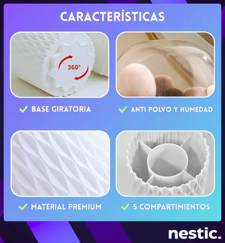Organizador Brochas Pinceles Maquillaje Giratorio Nórdico