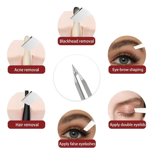 Pinza Precisión Para Cejas Y Vello Facial Plata Con Estuche