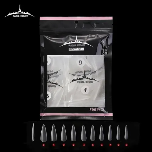 Tips Para Soft Gel Paris Night X500 Stiletto Pre Limados Stiletto