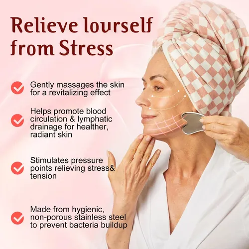 Set De Gua Sha Y Rodillo Facial De Acero Inoxidable Aajp