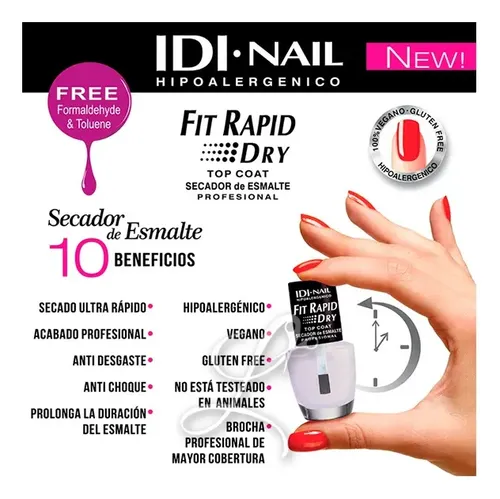Secador De Esmalte Fit Rapid Dry Hipoalergénico X 13 Ml