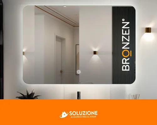 Espejo Horizontal Borde Curvo Luz Led Trasera 70×50