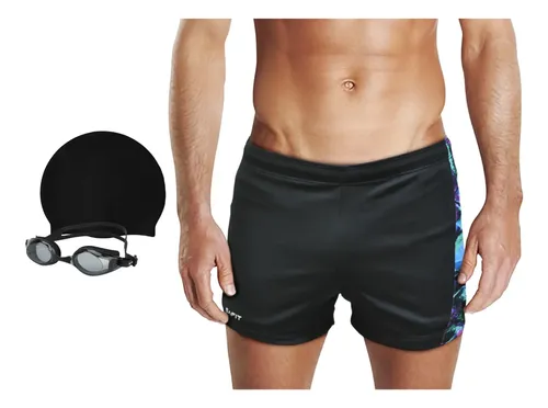 Short Malla Natacion Hombre Resistente + Antiparras + Gorro