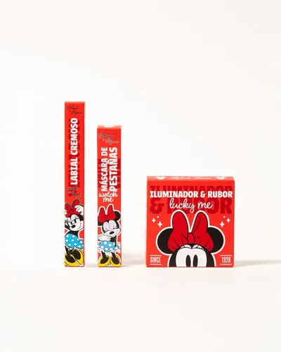 Disney Minnie Combo 3 Labial Cremoso+rubor+máscara Original