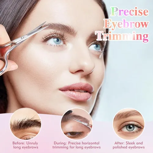 Tijeras Plateadas Para Cejas De 3,8 Pulgadas, Tijeras Pequeñ