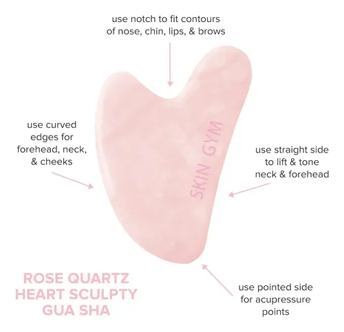 Masajeador Facial Skin Gym Rose Quartz Sculpty Heart Gua Sha