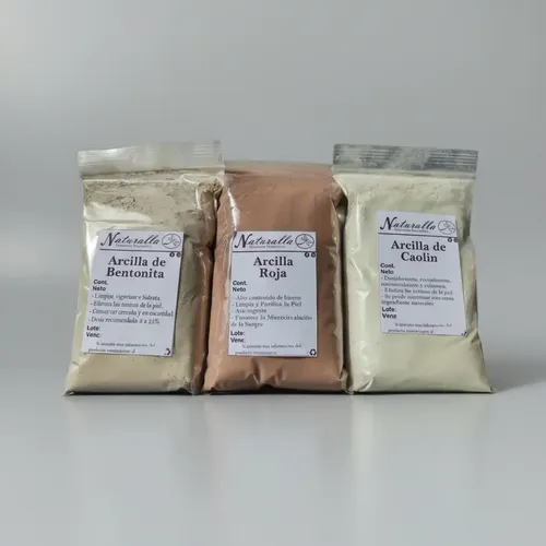Oferta!! Combo Arcillas Caolin, Roja Y Bentonita 500gr C/u
