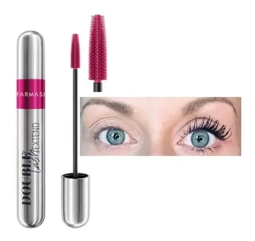 Máscara Pestañas Farmasi Double Lash Extend Negro Voluminizador Hipoalergénico