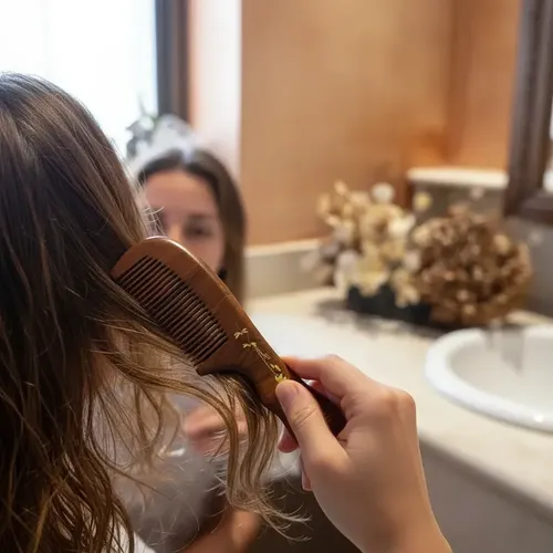Peine De Madera De Sándalo Antifrizz Masajeador Hikka Color Marrón oscuro