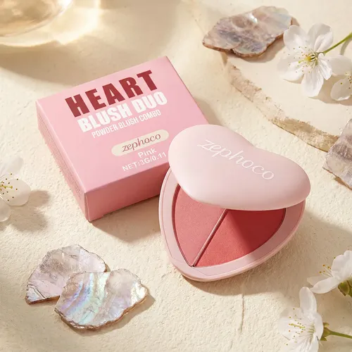 Rubor De Corazón Dúo Rosa Natural Maquillaje Pigmentado