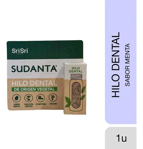 Hilo Dental Sudanta 30 Metros. Origen Vegetal. Sabor Menta Menta