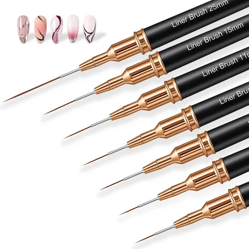 Vivinin Set Brochas Nail Art Metálicas 7 Piezas