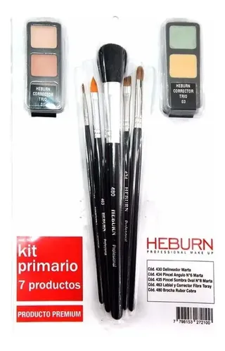 Set Brochas Maquillaje Heburn Kit 509 Para Primario Y Corrector Negro