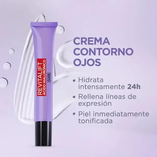 L’Oreal Paris Revitalift Ácido Hialurónico Contorno de Ojos, Hidrata Intensamente y Rellena Líneas de Expresión, 15 ml.