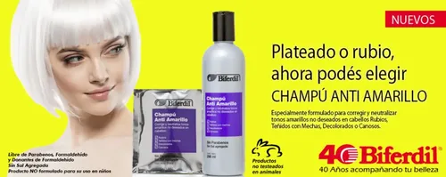 Biferdil Shampoo Anti Amarillo Corrige Tono Cabello Tratados