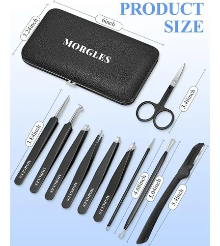 Conjunto De Pinzas Para Cejas Morgles 10 En 1 Cuidado Facial