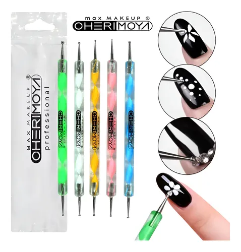 Kit De 5 Pinceles Dotting Doble Punta Cherimoya P/decoracion