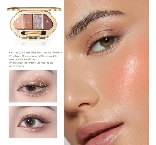 Paleta De Sombras Nude 4 Colores, Larga Duración