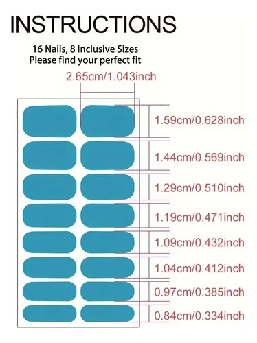 8 Pegatinas De Uñas Completas Con Tiras De Pulido, .