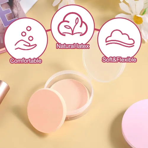 Cjw2 Esponjas De Maquillaje Redondas Para Base Con Estuche.c