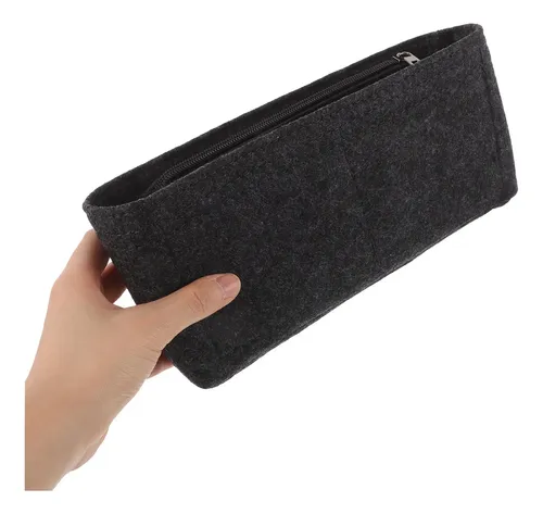 Bolso De Fieltro Maquillaje Y Joyas Gris Oscuro