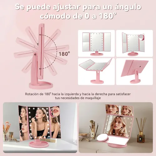 Un Espejo De Maquillaje Con Luz Triple Con Aumentos De 10x/3