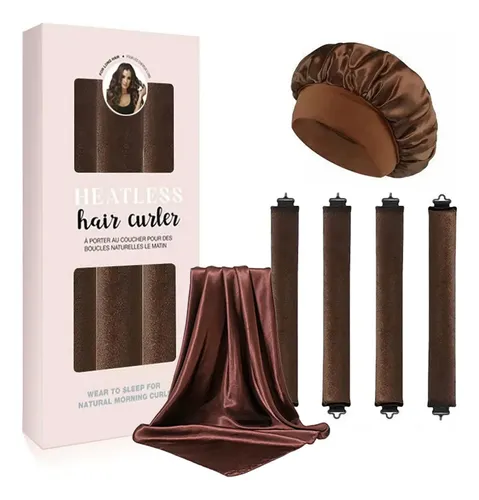 6pzs Curly Ondas En Cabello Rizos Sin Calor Tubo+gorro