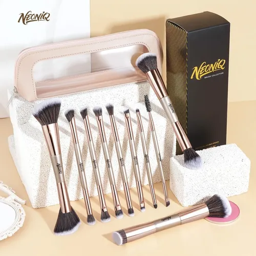 Set De Brochas De Maquillaje Neoniq 10 Unidades Champagne Go