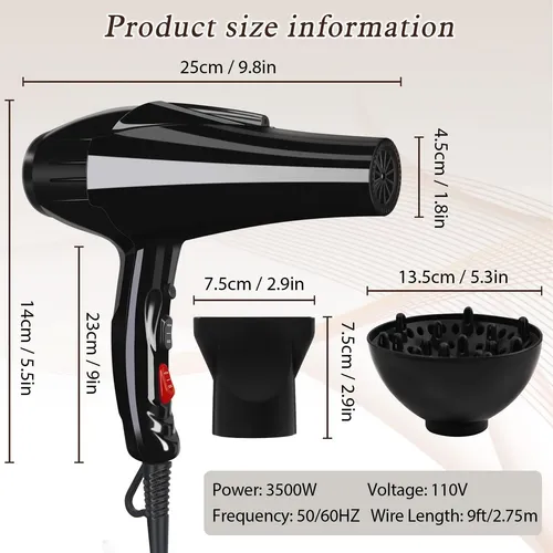 Secador De Pelo Profesional De 3500 W, Potente