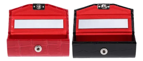 2x Portalápices De Cuero Caja De Almacenamiento Con Espejo